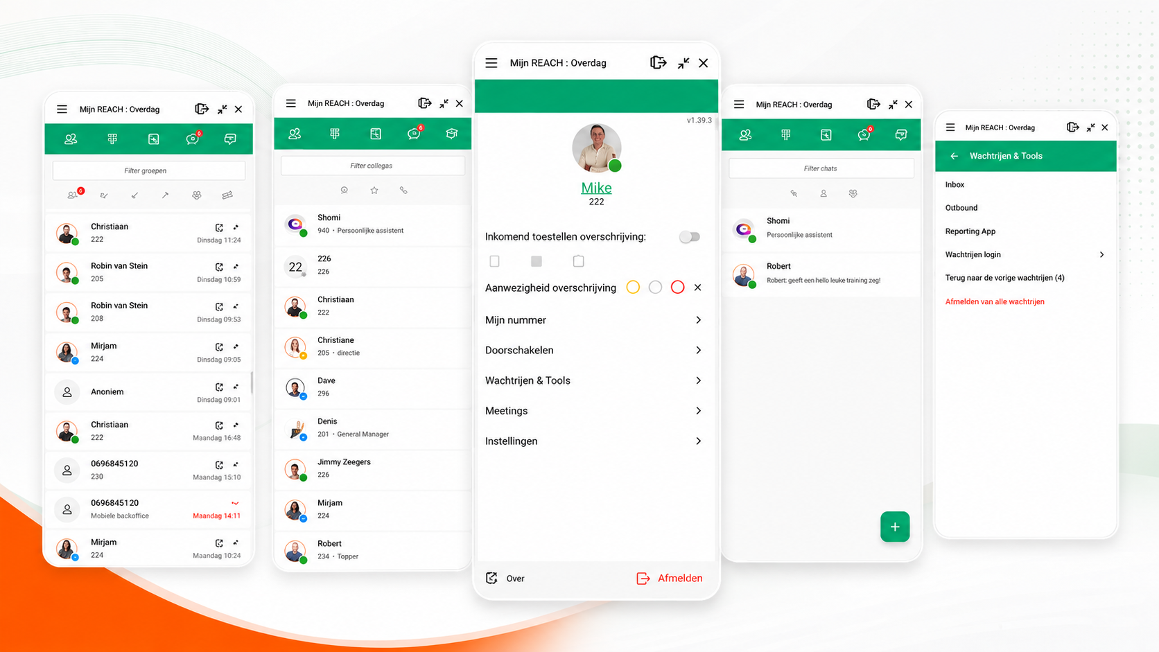 Screenshot van Contact Desktop gebruikersinterface
